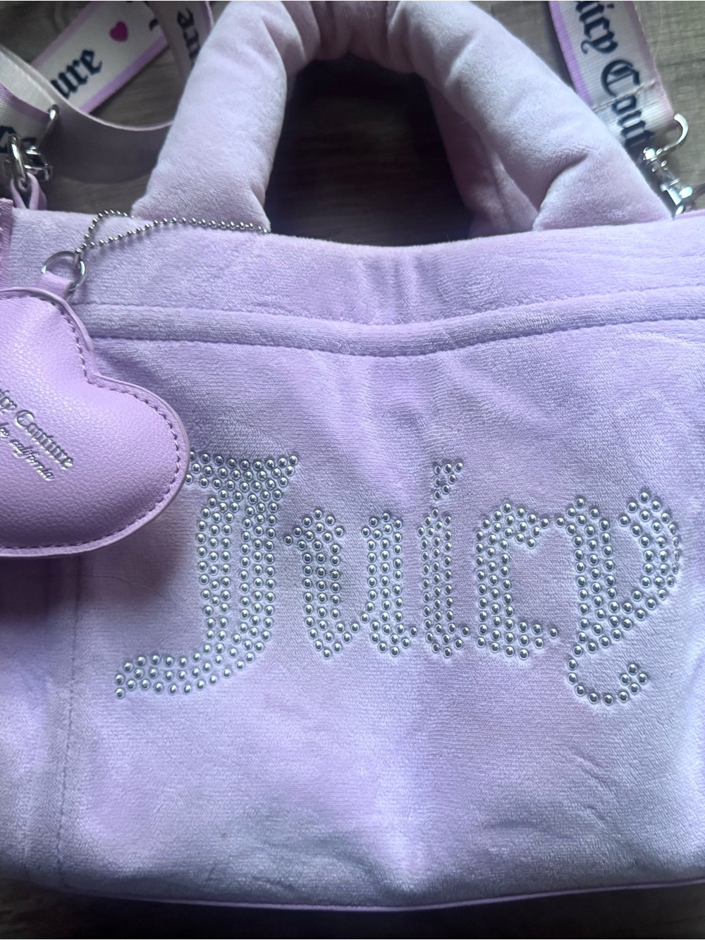 Juicy Couture Fondant Pink Lilac Velvet Velour mini tote 3-way carry y2k
